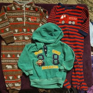 3pc Boy 6-9m Child of Mine By Carters Green Hoodie and Cozy Pajama Set